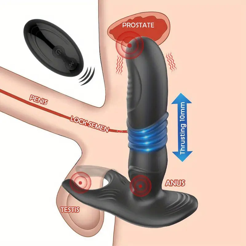 Prostate Massager Vibrating Thrusting Telescopic Dildo G-spot Anal Butt Plug
