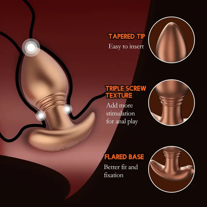 Golden Silicone Vibrating Butt Plug Rechargeable Prostate Massager