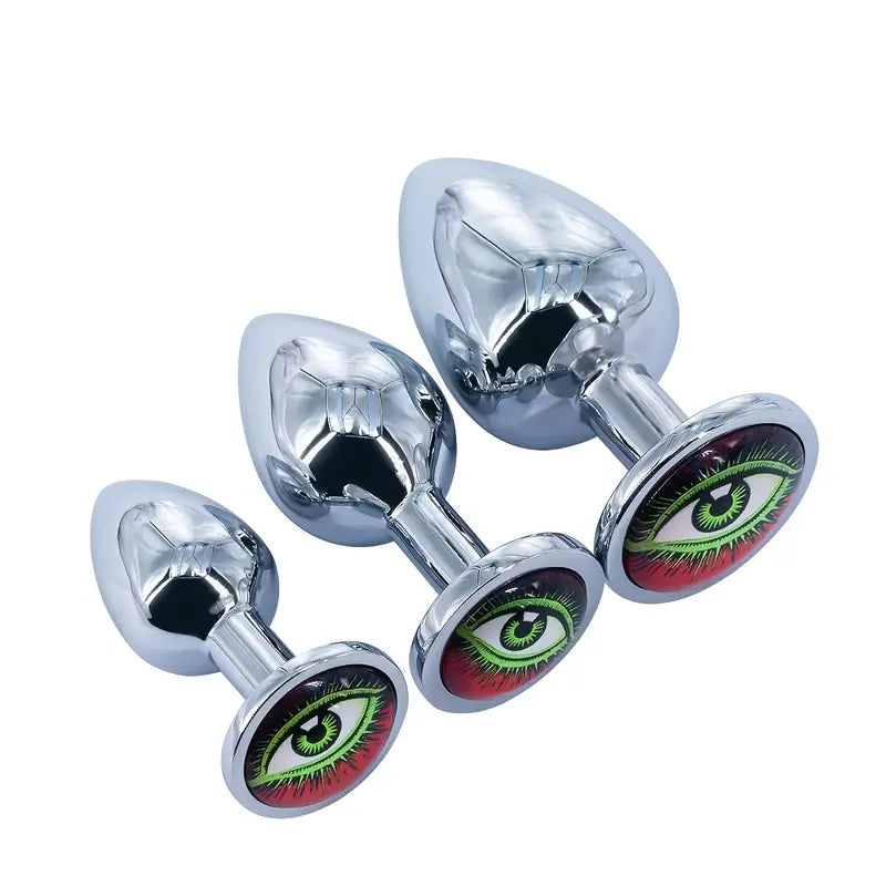 Metal Round Anal Plug With Various Pattern Sequins Alternative Toy Metal Round Anal Plug With Various Pattern Sequins Alternative Toy
