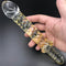 Golden Pattern Glass Dildo Handheld Anal Plug Sex Toy For Men