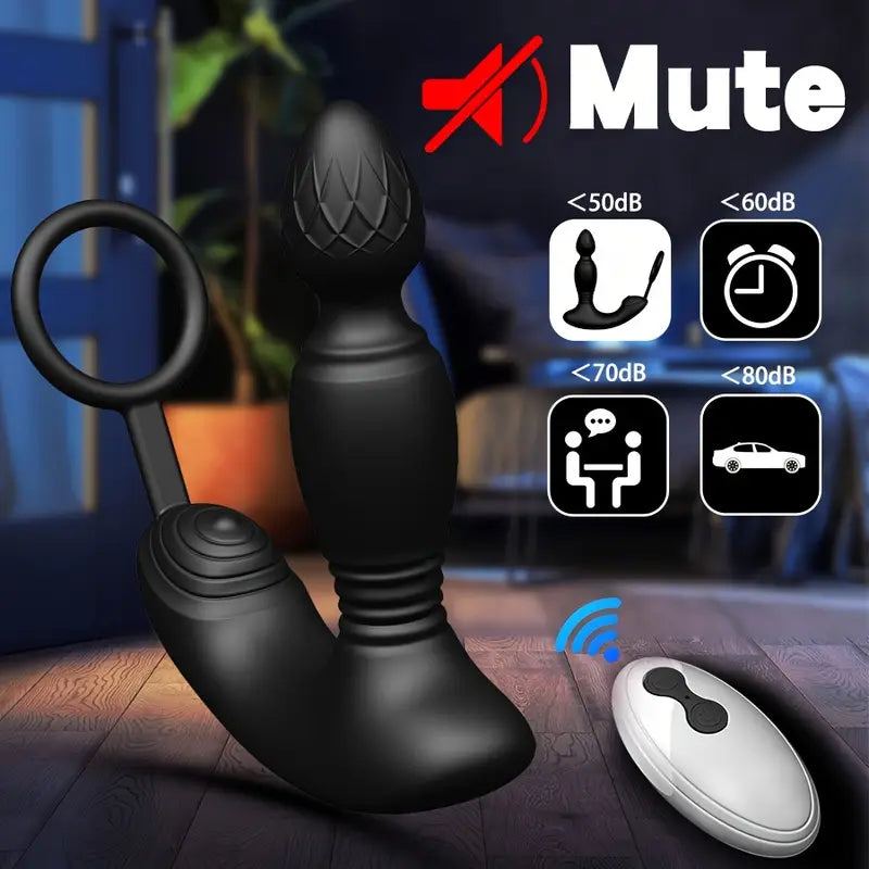 Thrusting 3 Motors Remote Control Telescopic With 10 Modes Anal Plug