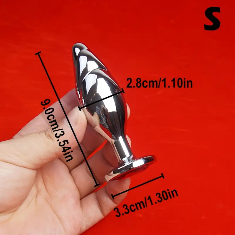 Aluminum Alloy Metal Butt Plug With Crystal Base Anal Training Trainer