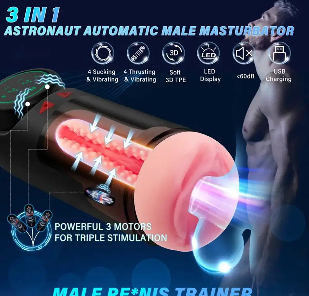 4 Sucking Vibrating Thrusting Modes Auto Masturbator Male Stroker 4 Sucking Vibrating Thrusting Modes Auto Masturbator Male Stroker