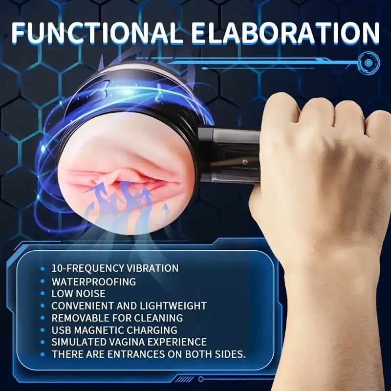 10 Vibration Anal and Vaginal 2 in 1 Handheld Automatic Masturbator