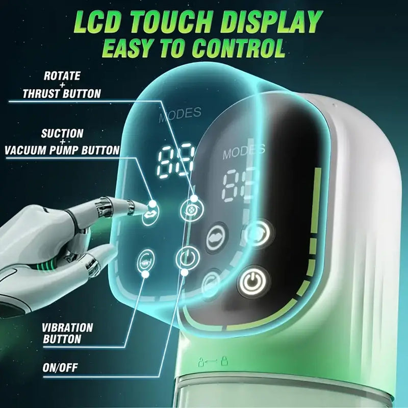 3 Pump 7 Thrusting Rotating Vibrating Sucking LCD Automatic Masturbator