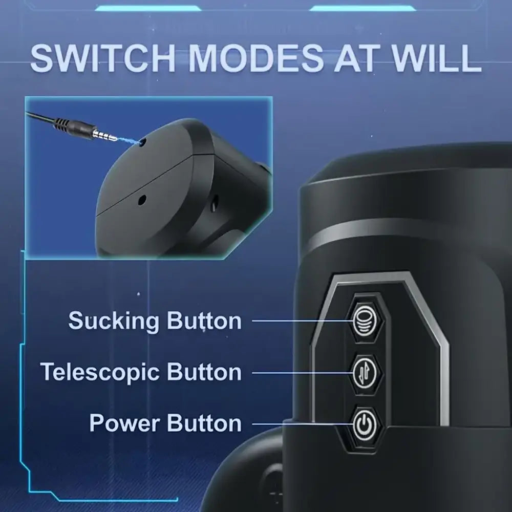 3 Sucking 6 Thrusting 9 Vibrating Retractable Rotatable Masturbator