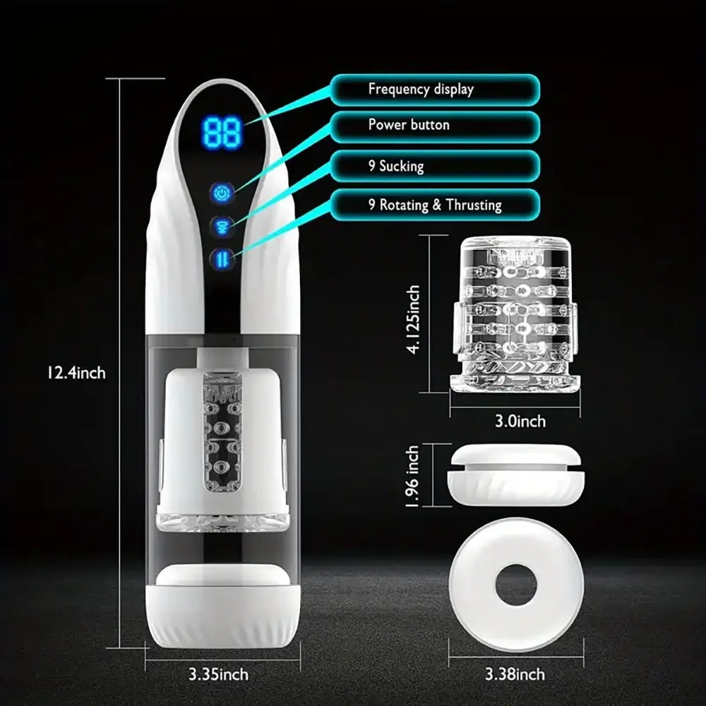 7.1IN Deep Automatic 9 Thrusting 9 Sucking Rotation Male Masturbator