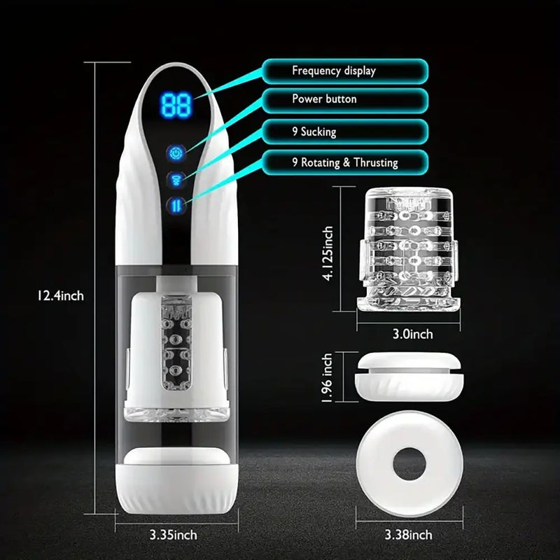 7.1IN Deep Automatic 9 Thrusting 9 Sucking Rotation Male Masturbator