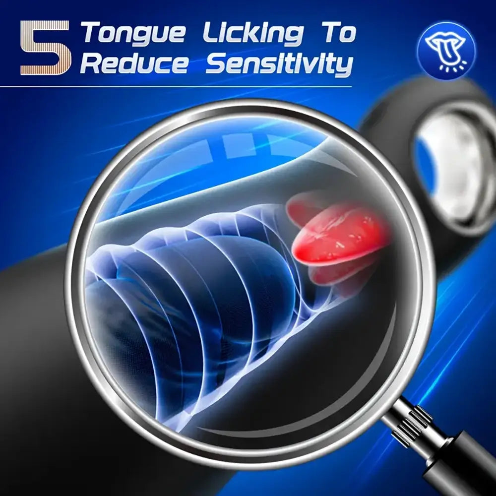 5X10-Mode Tongue Licking Penis 360°Wrapped Automatic Masturbator