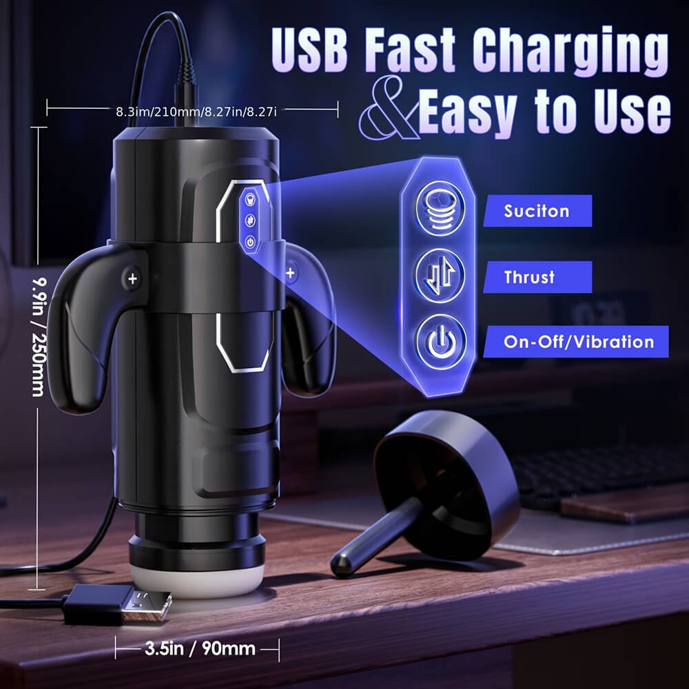 3 Sucking 6 Thrusting 9 Vibrating Retractable Rotatable Masturbator Weadultshop