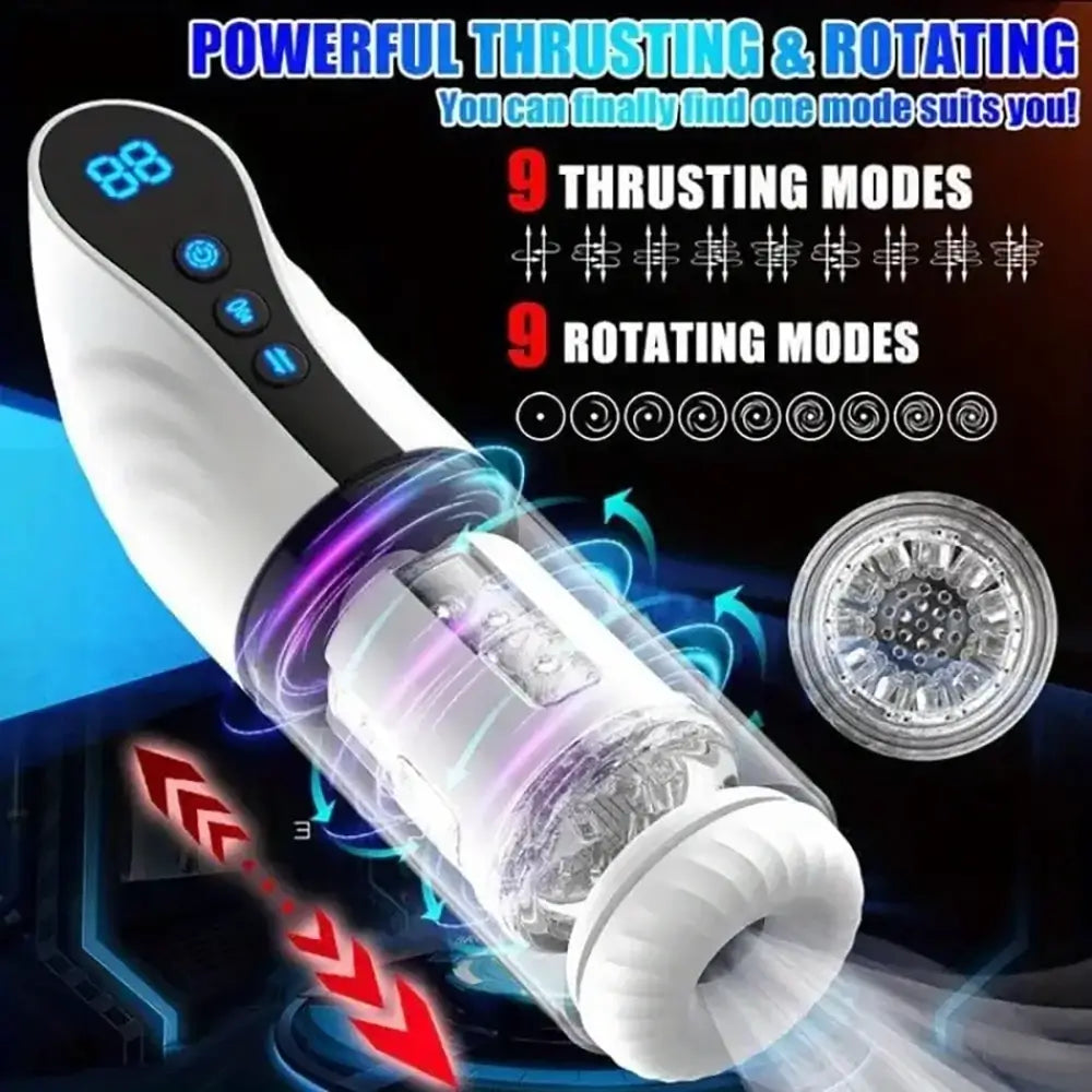7.1IN Deep Automatic 9 Thrusting 9 Sucking Rotation Male Masturbator