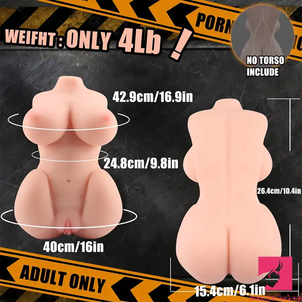 4lb Realistic 2 Holes Sex Doll Torso For Vagina Anal Breast Play