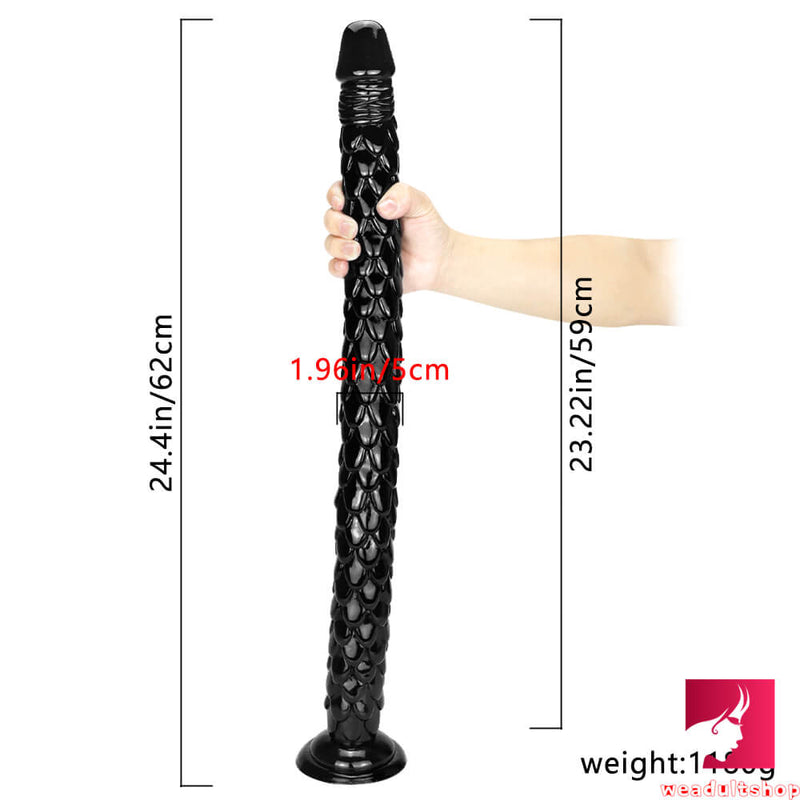 24.4in Fantasy Super Long Slim Snake Animal Big Black Dildo