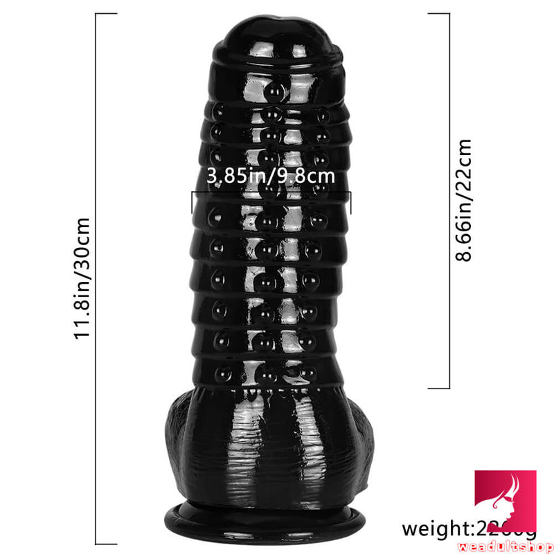 11.8in Fantasy Spiked Big Thick Black Dildo For Female Sex Toy