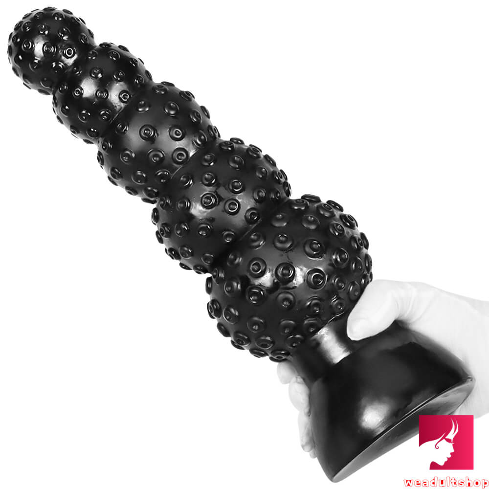 9.44in 13.18in Odd Huge Thick Black Butt Plug Dildo With Anal Beads 9.44in 13.18in Odd Huge Thick Black Butt Plug Dildo With Anal Beads