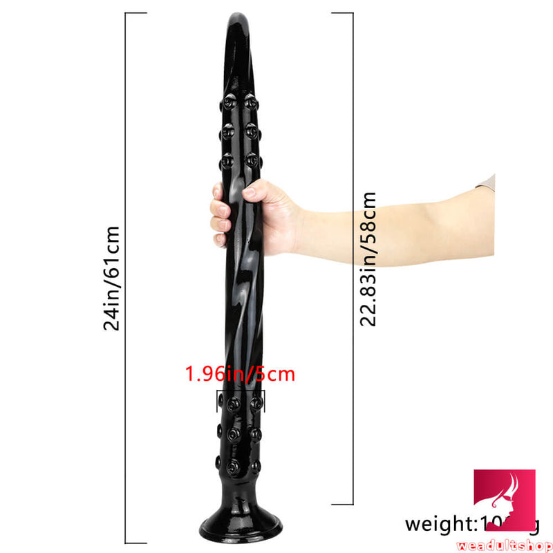 24in Fantasy Long Slim Big Black Butt Plug Dildo For Anus Sex