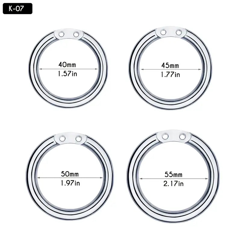 Flat Chastity Cage Detachable Massage Steel Ball Screw Hex Lock BDSM Toy