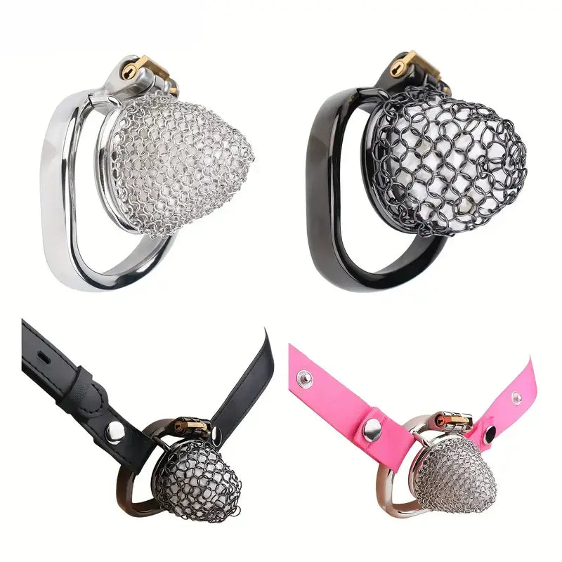 Lightweight Anti-Escape Control Small Stainless Steel Male Mesh Chastity Cage