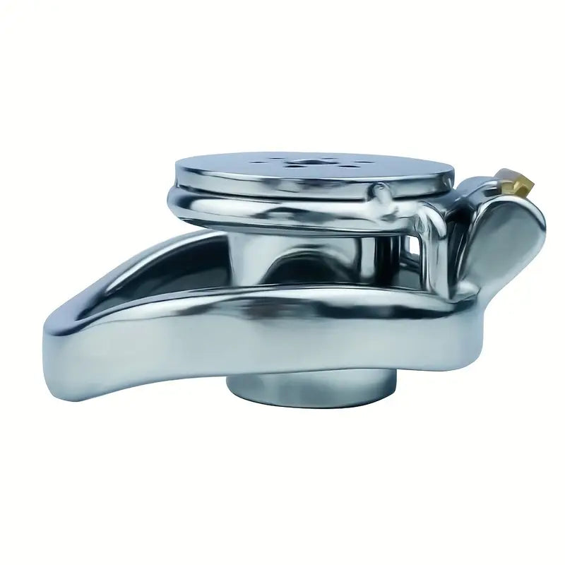 Flat Pancake Design Stainless Steel Male Chastity Cage With Urethral Device