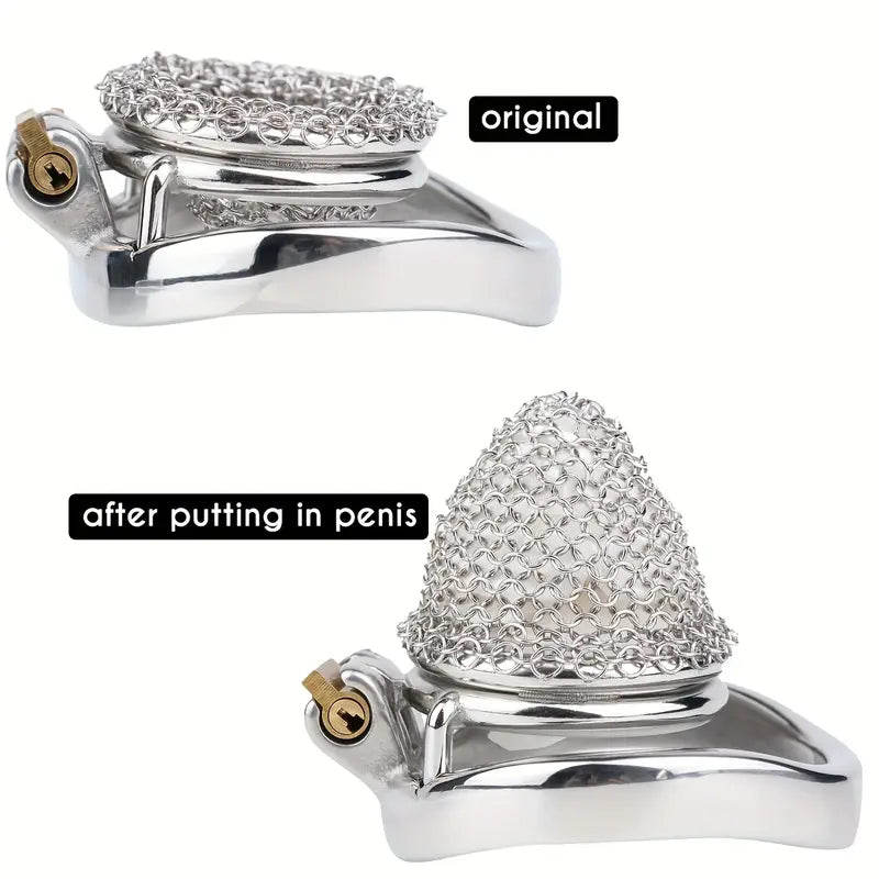 Lightweight Anti-Escape Control Small Stainless Steel Male Mesh Chastity Cage