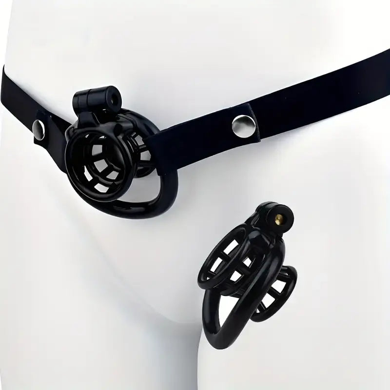 3D Print Resin Male Black Inverted Chastity Cage Device With Elastic Belt 4 Sizes