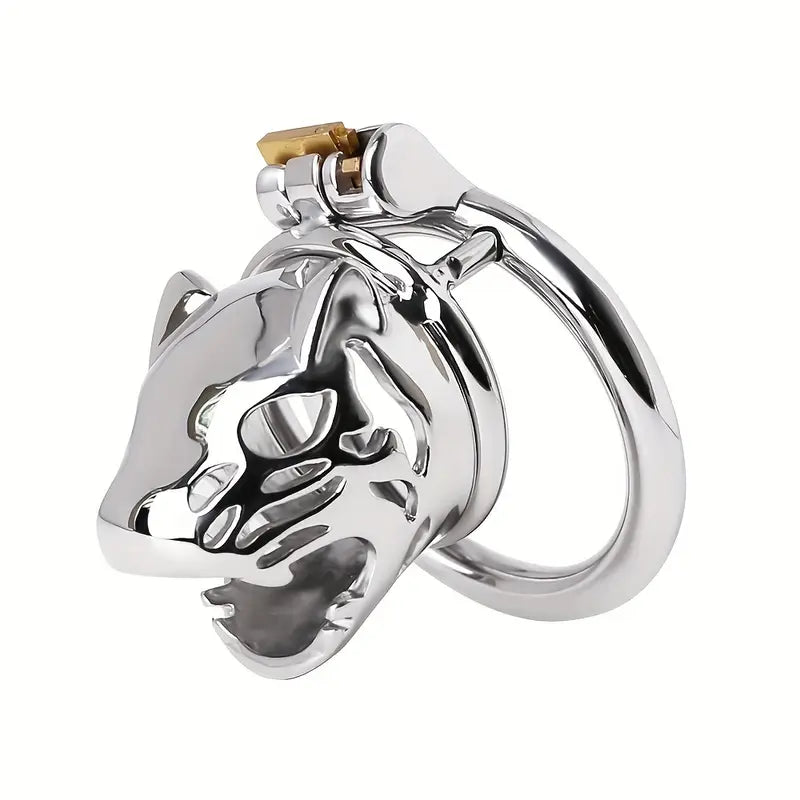 Stainless Steel Wolf Head Male Chastity Cage With Key Various Sizes Available