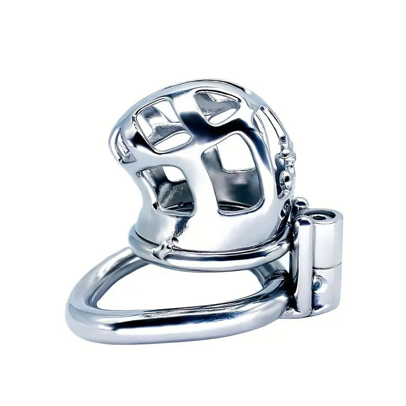 Small Stainless Steel Hollow Male Chastity Cage Bent Tube Design Penis Cage