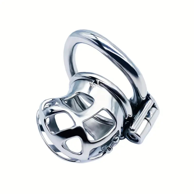 Small Stainless Steel Hollow Male Chastity Cage Bent Tube Design Penis Cage