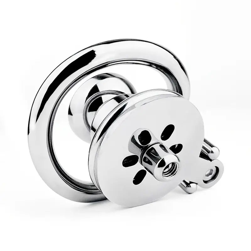 Stainless Steel Flat-Plate Hex Lock Chastity Cage With Removable Metal Urinal