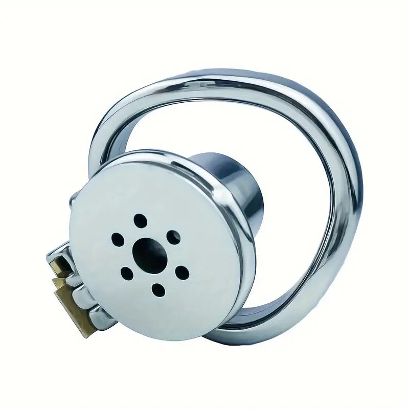 Flat Pancake Design Stainless Steel Male Chastity Cage With Urethral Device