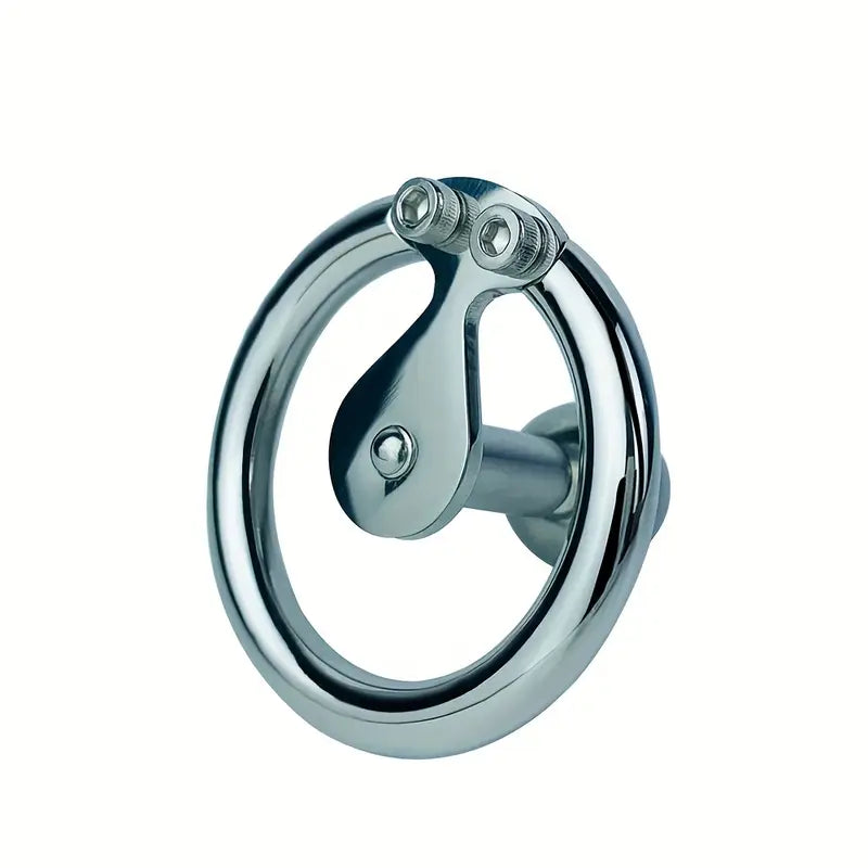 Flat Chastity Cage Detachable Massage Steel Ball Screw Hex Lock BDSM Toy