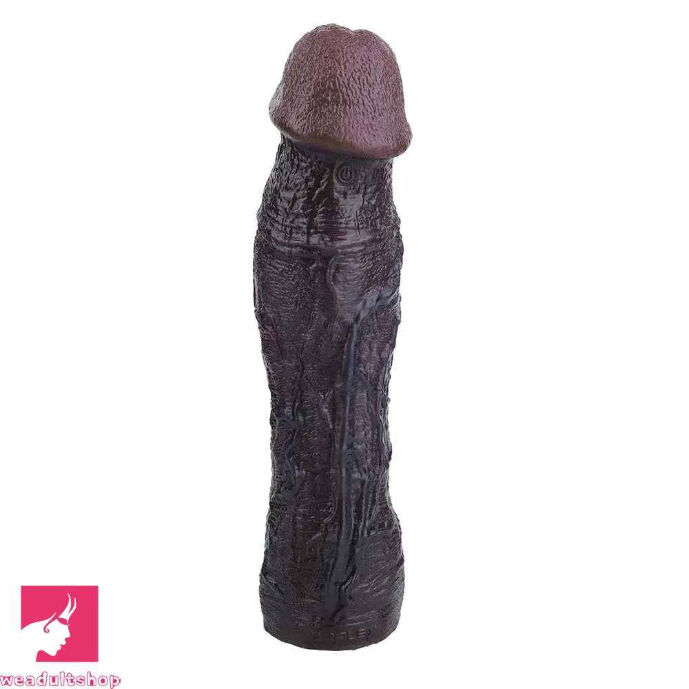 9.09in Vibrating Dildo Sleeve Reinforced Realistic Textured Silicone Penis Sleeve