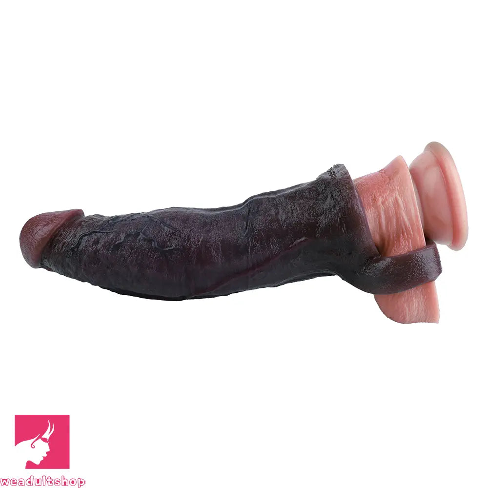 7.91in Vibrating Dildo Sleeve Washable Soft Touch Reusable Sperm Locking Ring