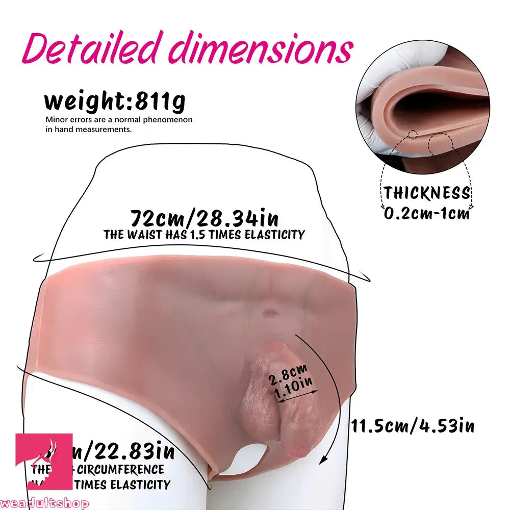 4.53in Realistic Small Solid Dildo Panty Vaginal Opening Bilateral Wellness Toy