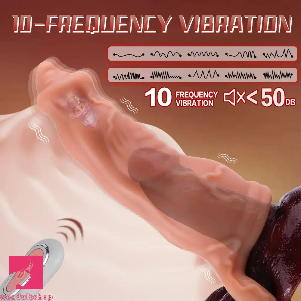 6.89in 7.88in Vibrating Cock Sleeve Dildo Stretchy Penis Ring Male Sleeve Toy