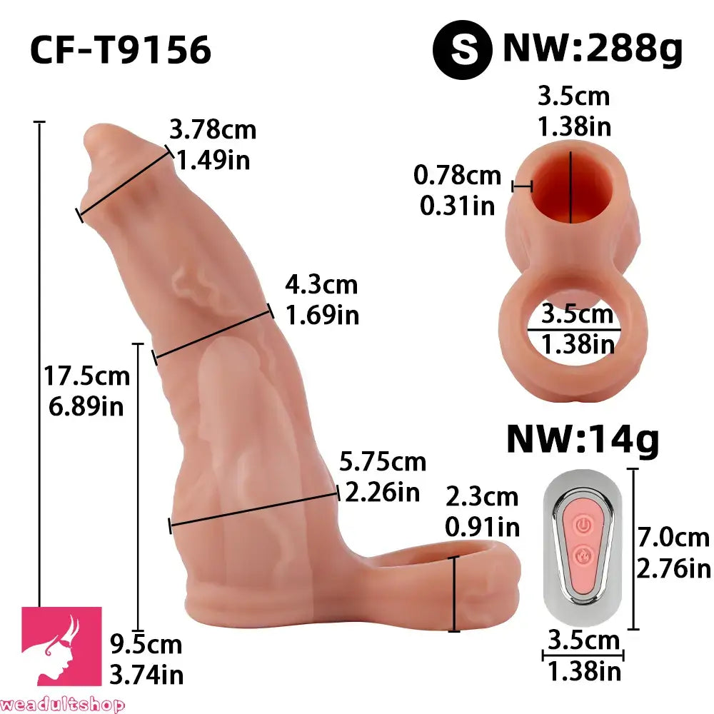 6.89in 7.88in Vibrating Cock Sleeve Dildo Stretchy Penis Ring Male Sleeve Toy