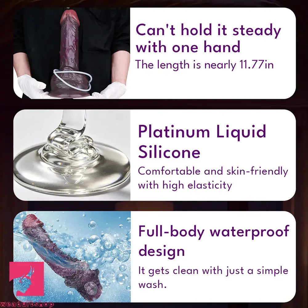 11.77in Dual Density Ejaculating Big Real Dildo Perfect For Hands-Free Play