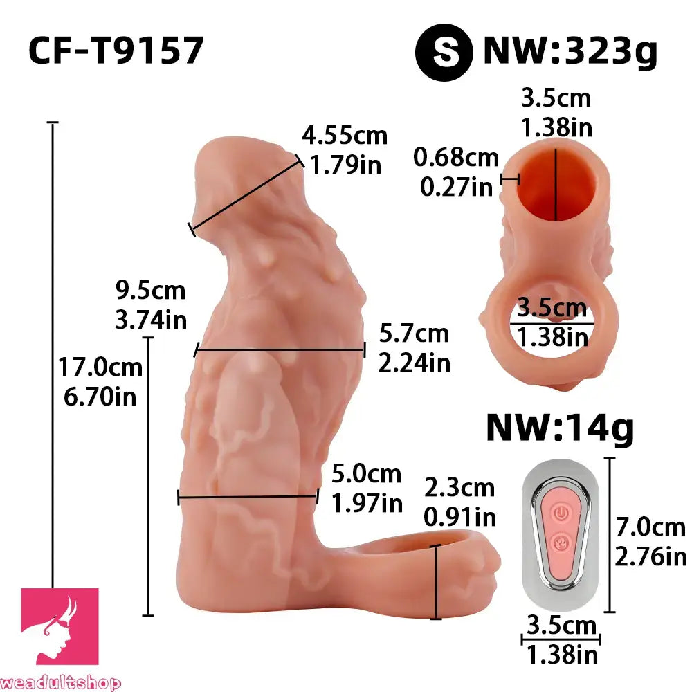 6.7in 7.84in Auto Vibrating Dildo Sleeve Resistant Pulling Reusable Dildo Cover