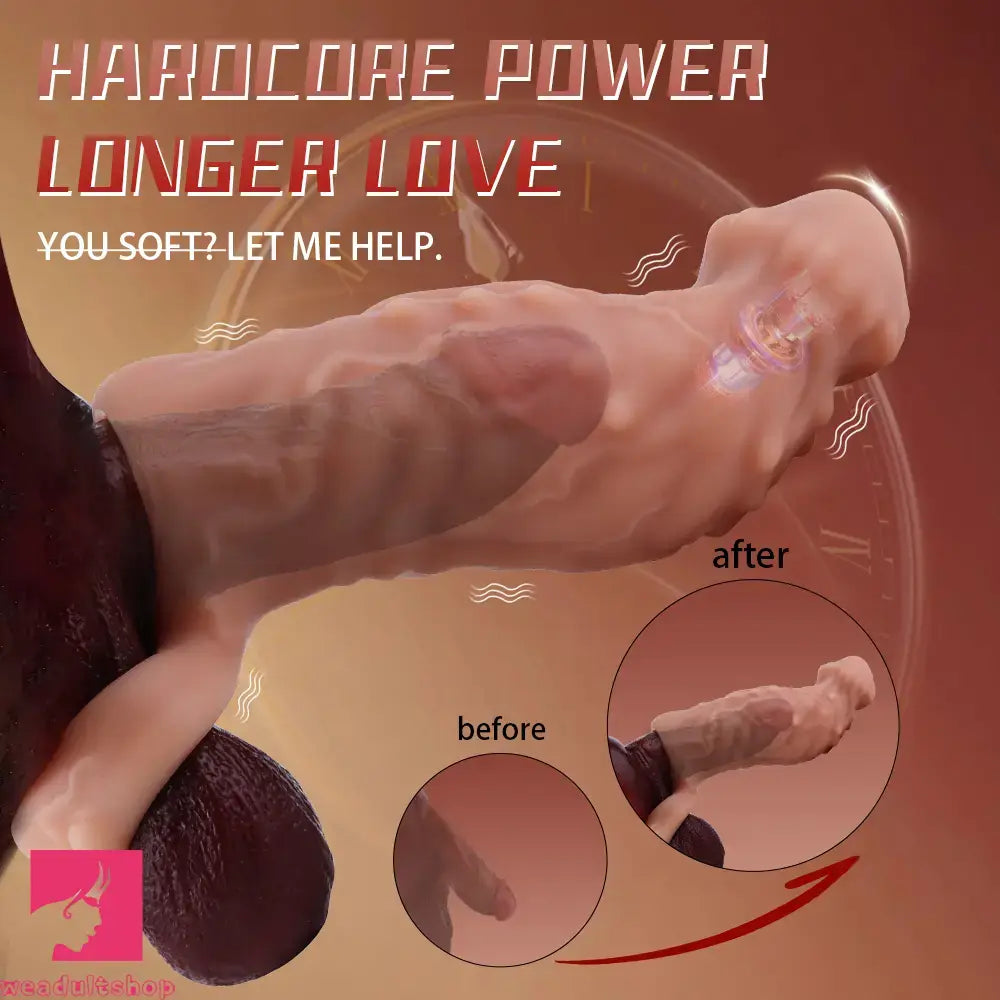 6.7in 7.84in Auto Vibrating Dildo Sleeve Resistant Pulling Reusable Dildo Cover