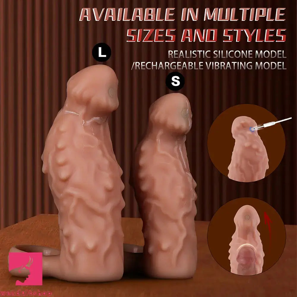 6.7in 7.84in Auto Vibrating Dildo Sleeve Resistant Pulling Reusable Dildo Cover