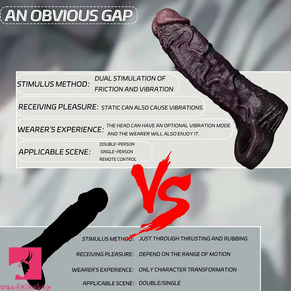 7.36in Vibrating Dildo Sleeve Friendly Flexible Men Penis Sleeve Sex Toy