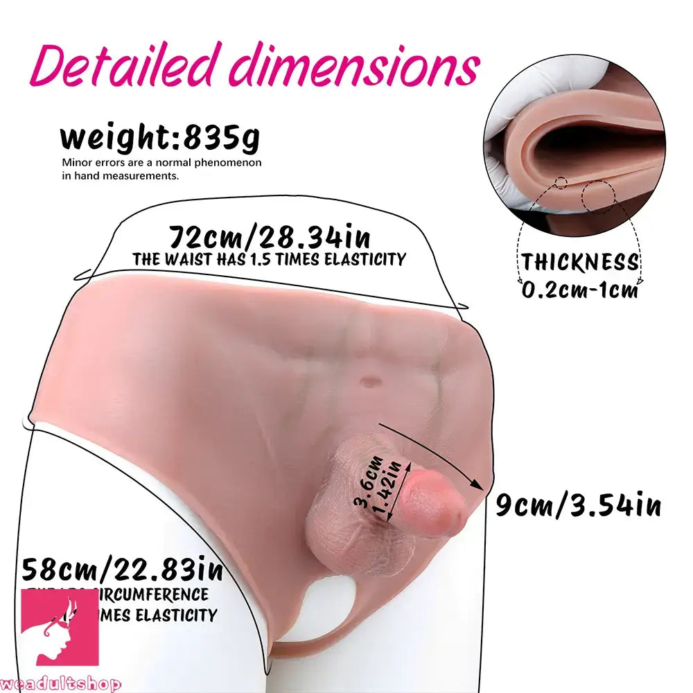 3.54in Realistic Small Solid Dildo Panty Vaginal Opening For Pleasure Device