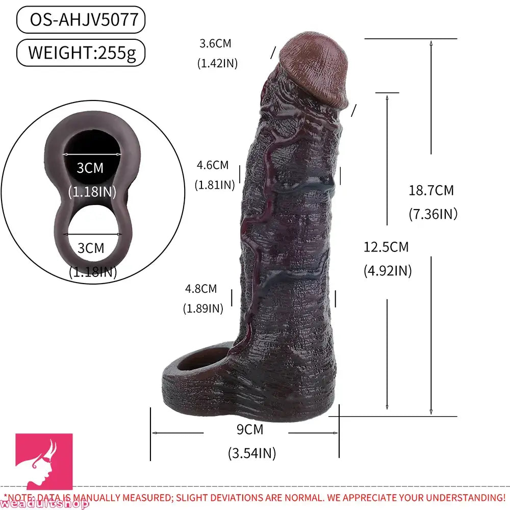 7.36in Vibrating Dildo Sleeve Friendly Flexible Men Penis Sleeve Sex Toy
