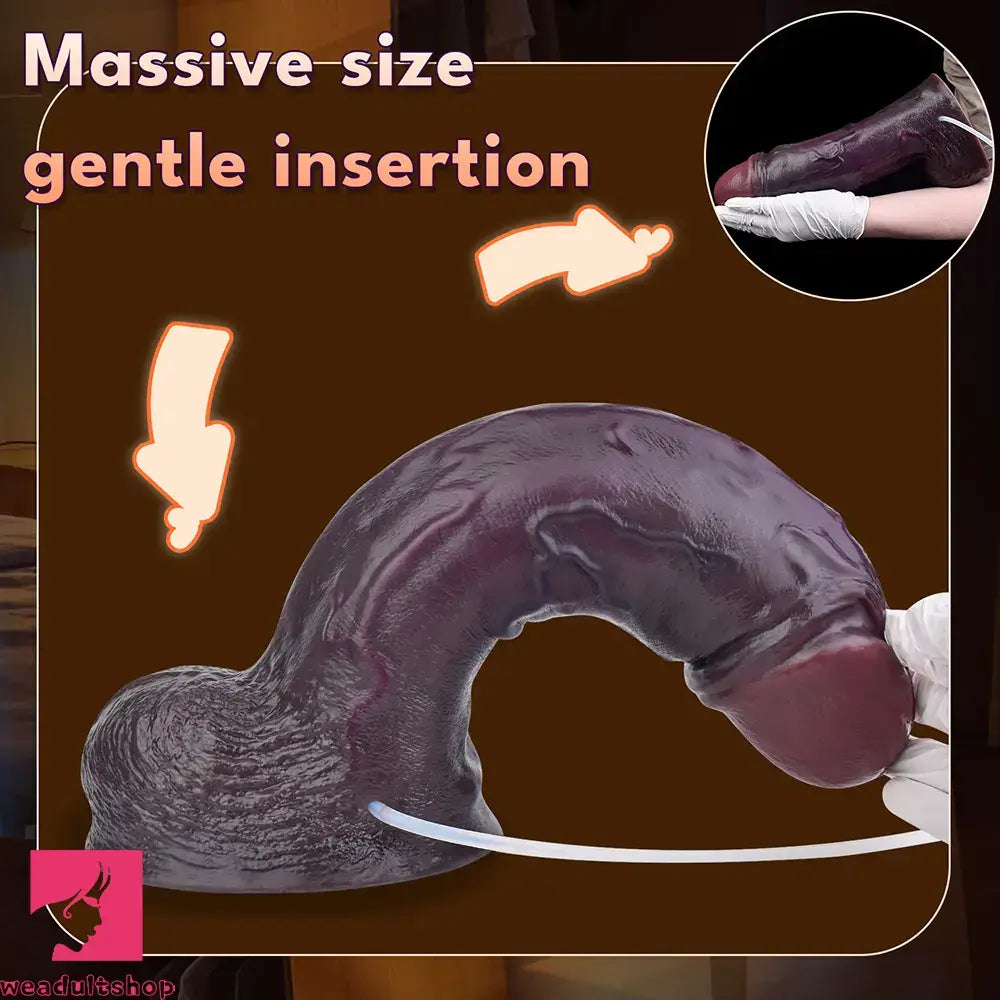 12.44in Dual Density Ejaculating Big Real Dildo Realistic Wide Vaginal Stimulator