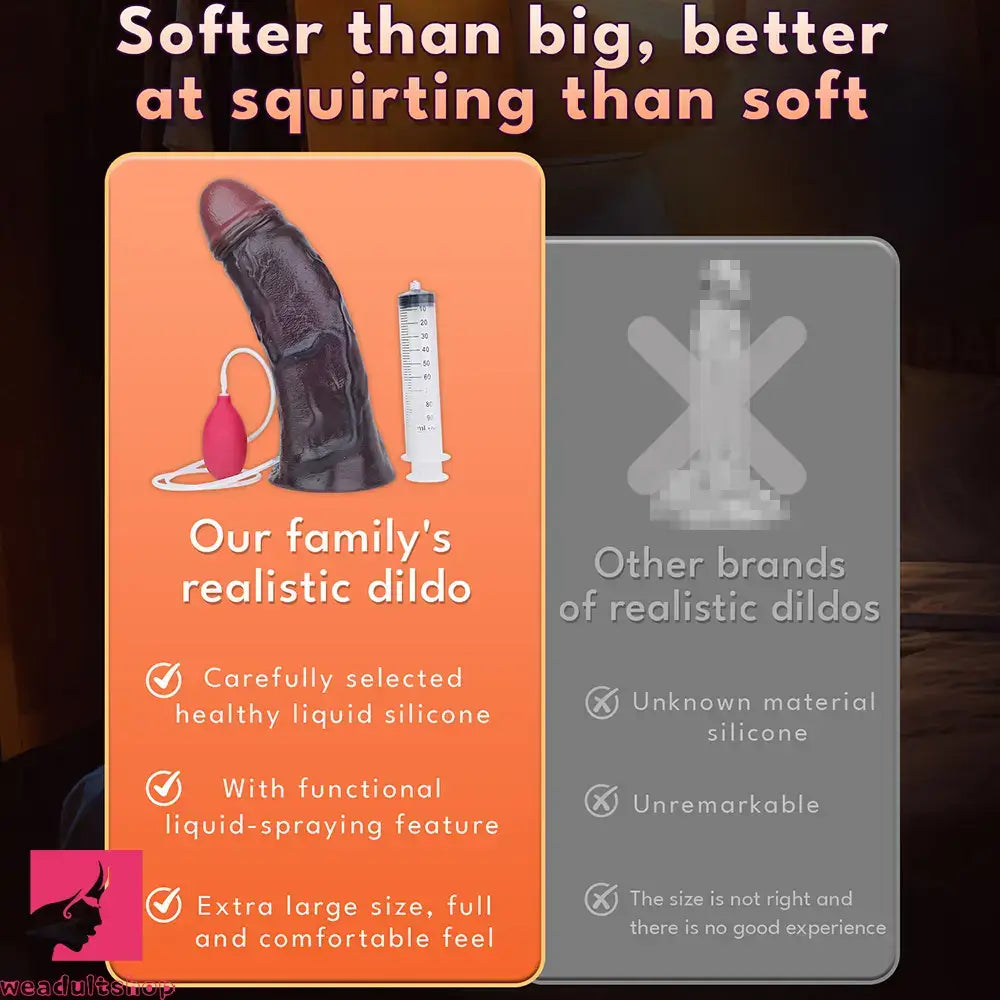 12.44in Dual Density Ejaculating Big Real Dildo Realistic Wide Vaginal Stimulator