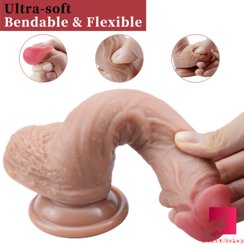 8.66in Soft Feeling Realistic Silicone Double Density Dildo For Sex