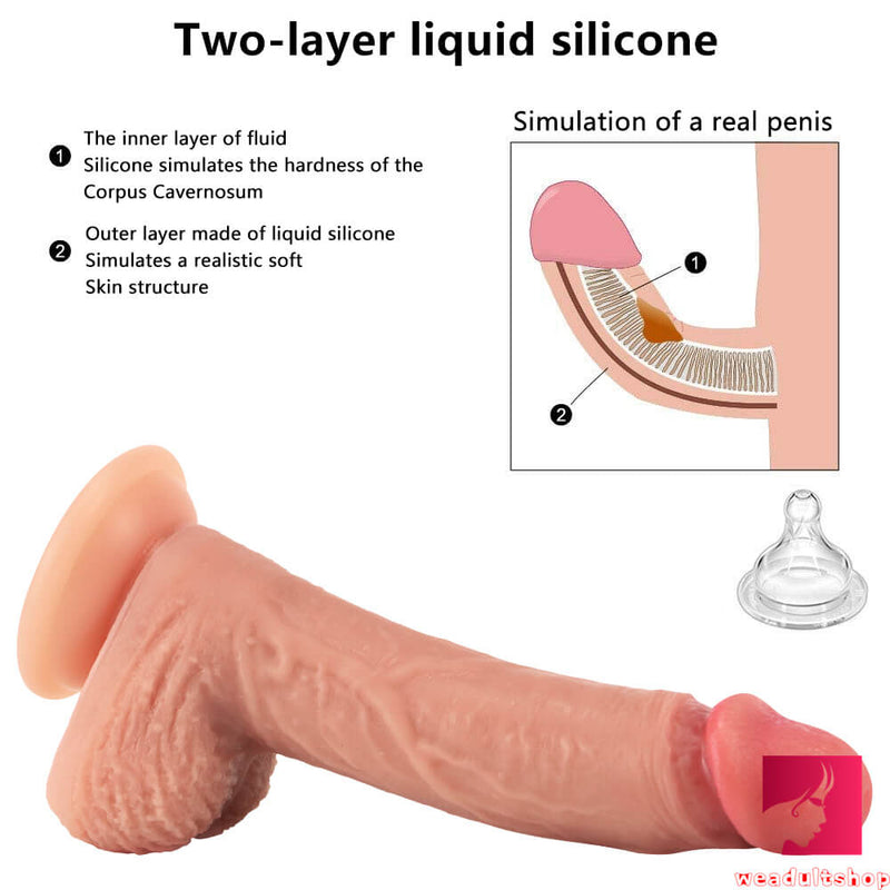 8.66in Soft Feeling Realistic Silicone Double Density Dildo For Sex