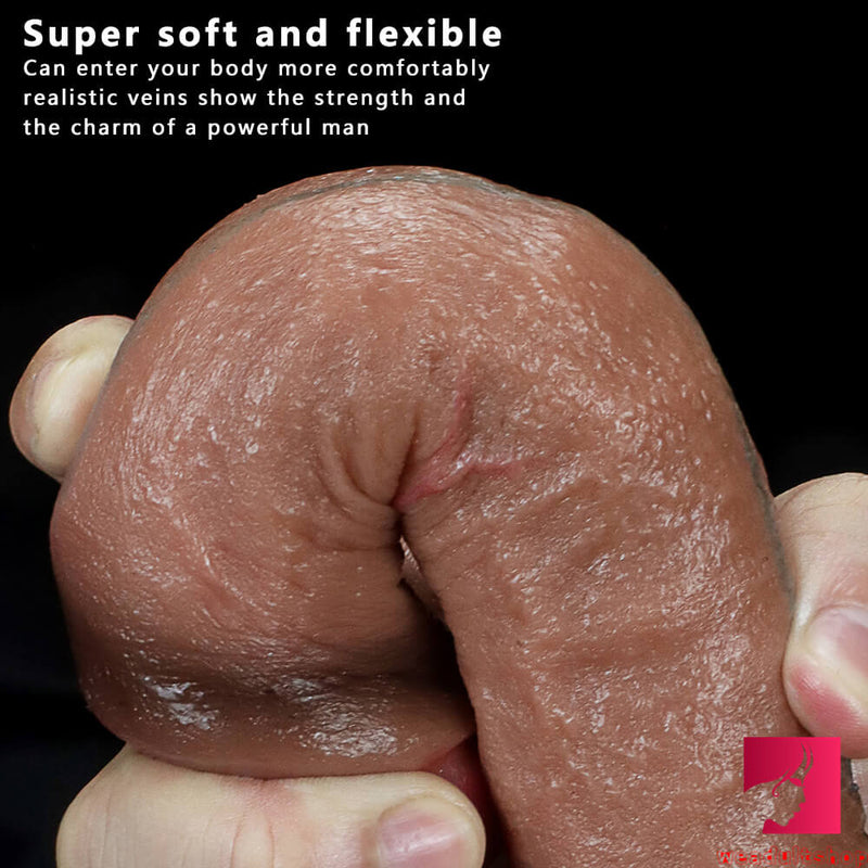 9.05in Dual Density Silicone Soft Real Feeling Uncut Dildo For Women
