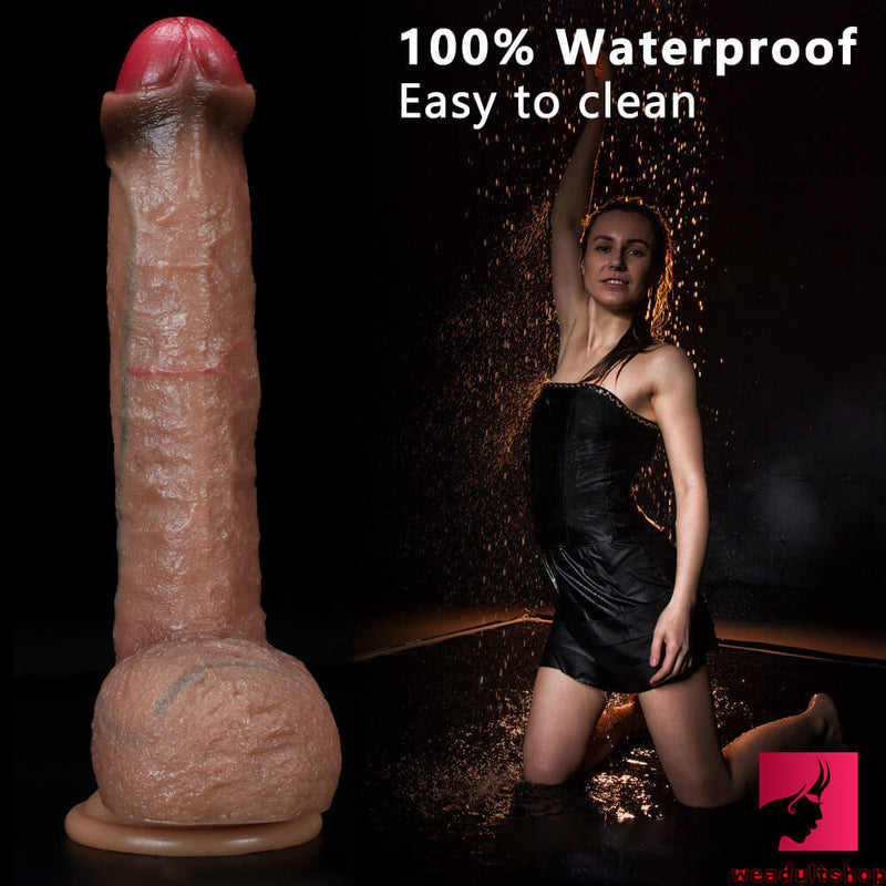 9.05in Dual Density Silicone Soft Real Feeling Uncut Dildo For Women