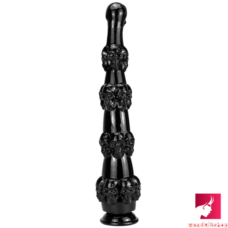 14.56in Skull Fantasy Girl Fuck Big Black Dildo Thick Sex Toy